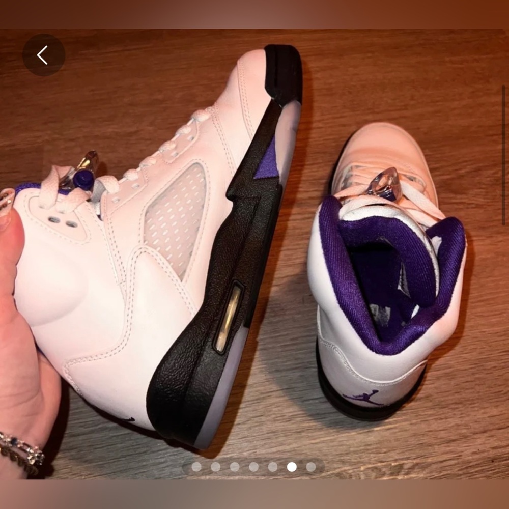 jordan 5 white and purple in a size 6.5Y